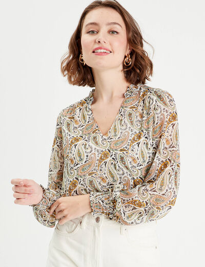 Blouse manches longues blanc femme