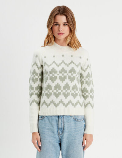 Pull col montant gris clair femme