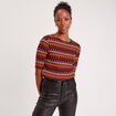 T-shirt cintré manches 3/4 bleu foncé femme