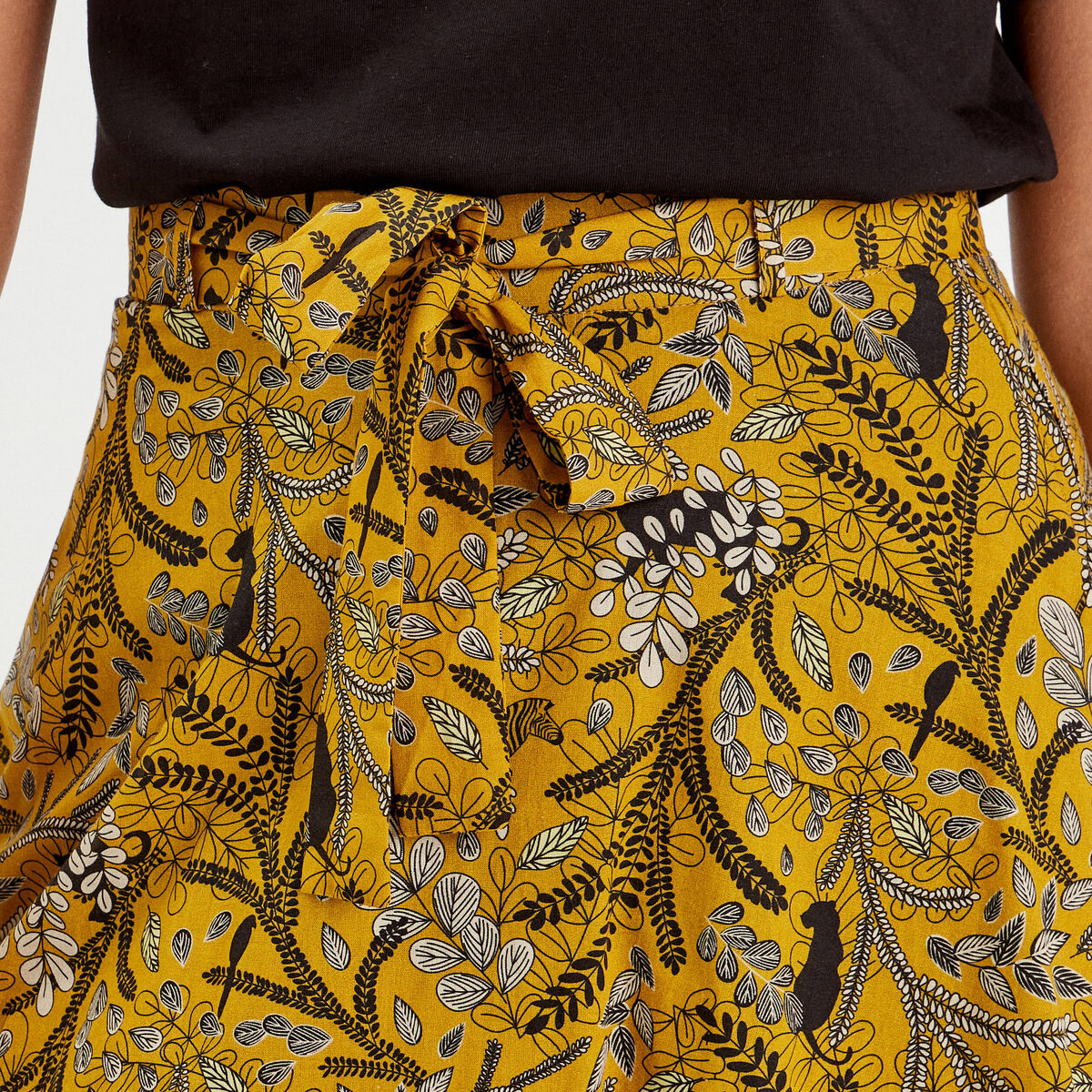 Jupe évasée ceinturée marron femme