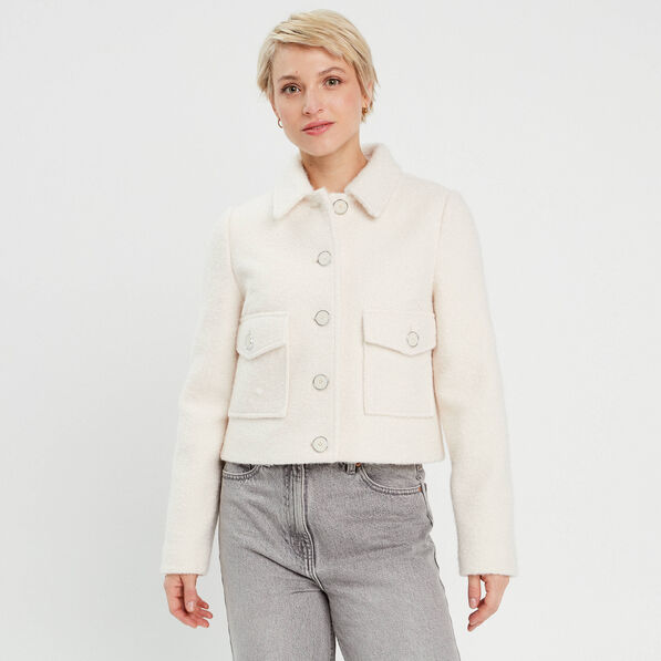 veste droite boutonnee ecru femme Veste droite boutonnée ecru femme