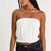 Bustier cropped smocké ecru femme