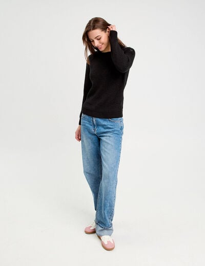 Pull manches longues noir femme