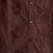 Blouse droite col rond manches longues marron fonc&eacute; femme