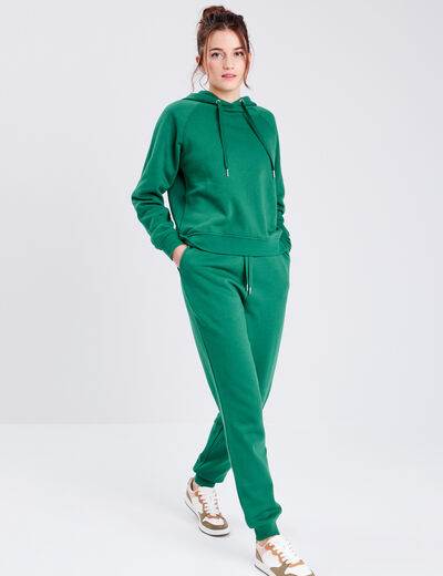 Sweat à capuche vert femme