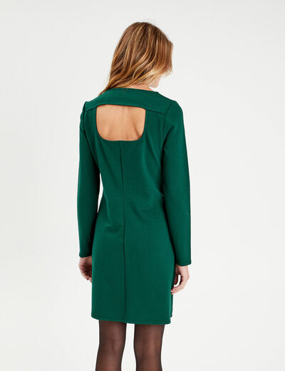 Robe évasée dos ouvert vert foncé femme
