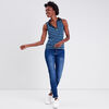 Polo sans manches bleu femme