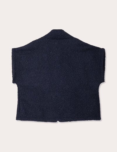 Gilet polaire manches courtes bleu marine femme
