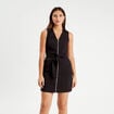 Robe évasée sans manches noir femme