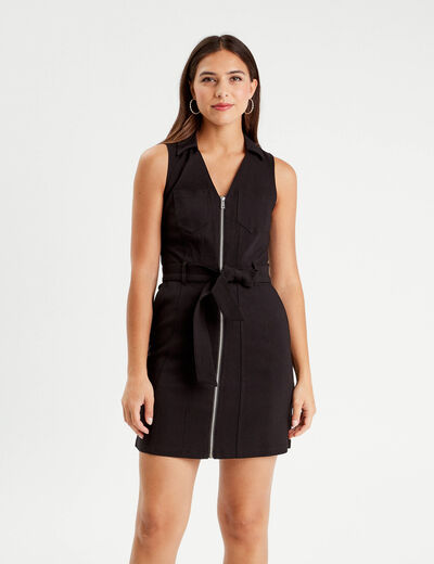 Robe évasée sans manches noir femme