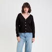 Gilet boutonn&eacute; avec col en V noir femme