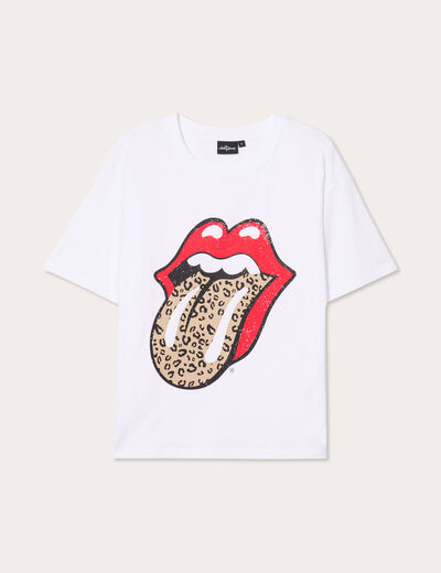 T-shirt The Rolling Stones blanc femme