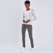 Pull épaules froncées gris clair femme