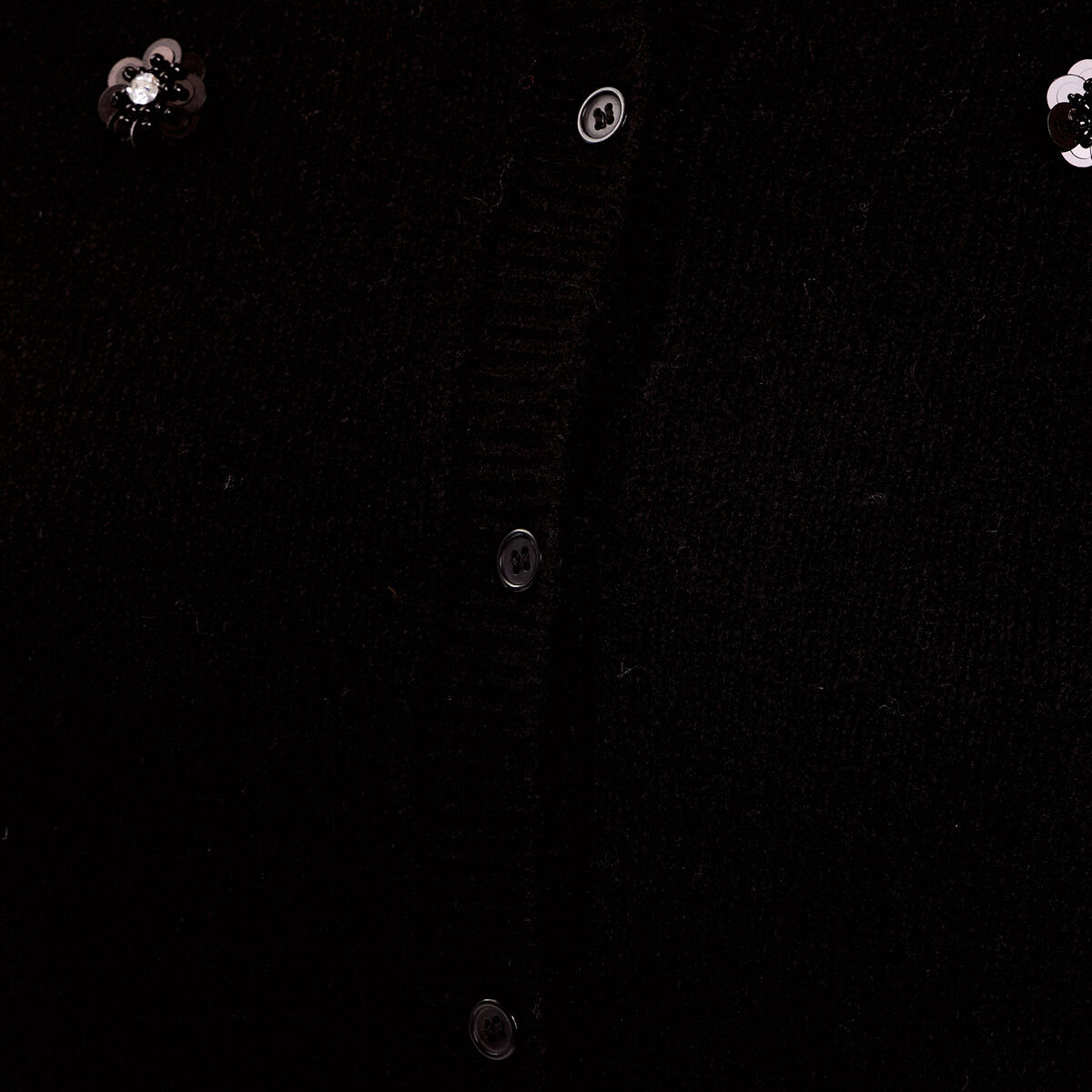 Gilet fleurs en sequins noir femme