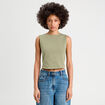 Débardeur cropped vert kaki femme