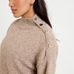 Pull col montant manches longues taupe femme