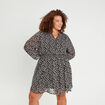 Robe évasée manches 3/4 noir femme