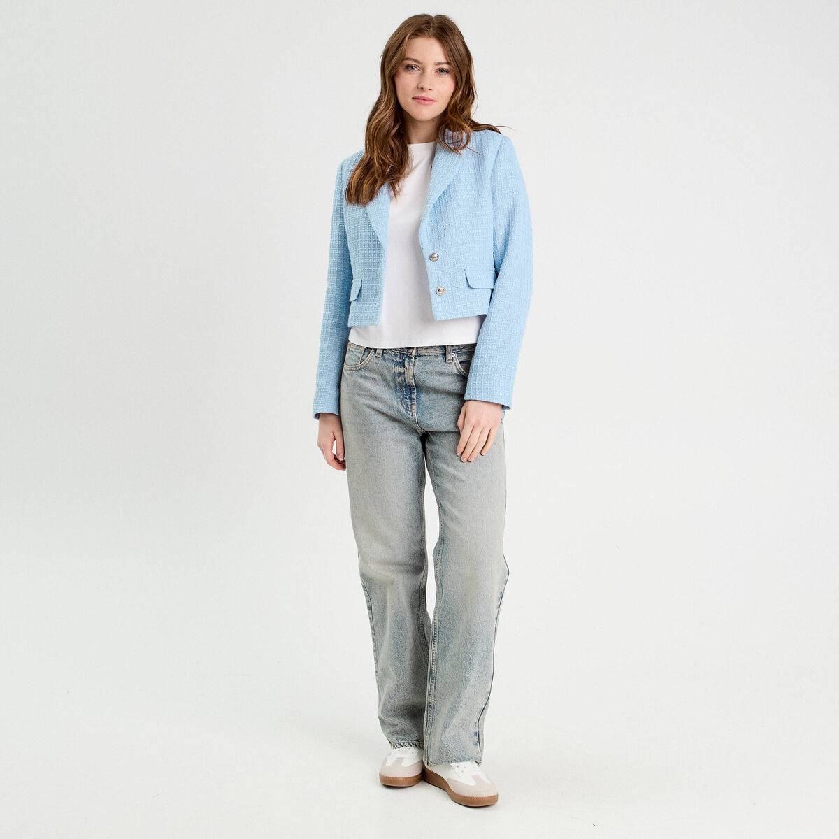 Veste blazer cintrée bleu turquoise femme