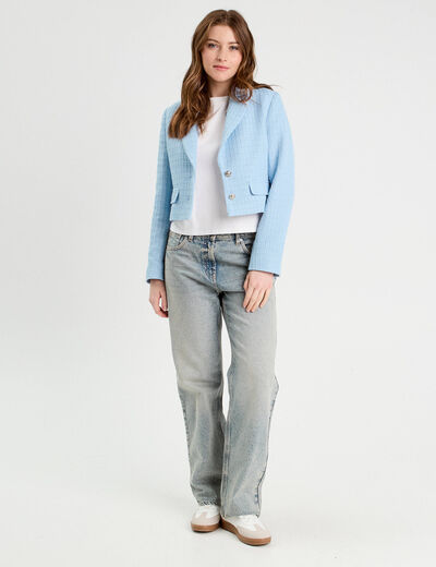 Veste blazer cintrée bleu turquoise femme