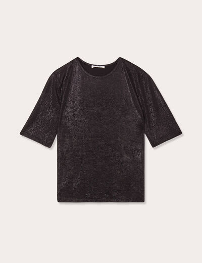 T-shirt paillettes noir femme