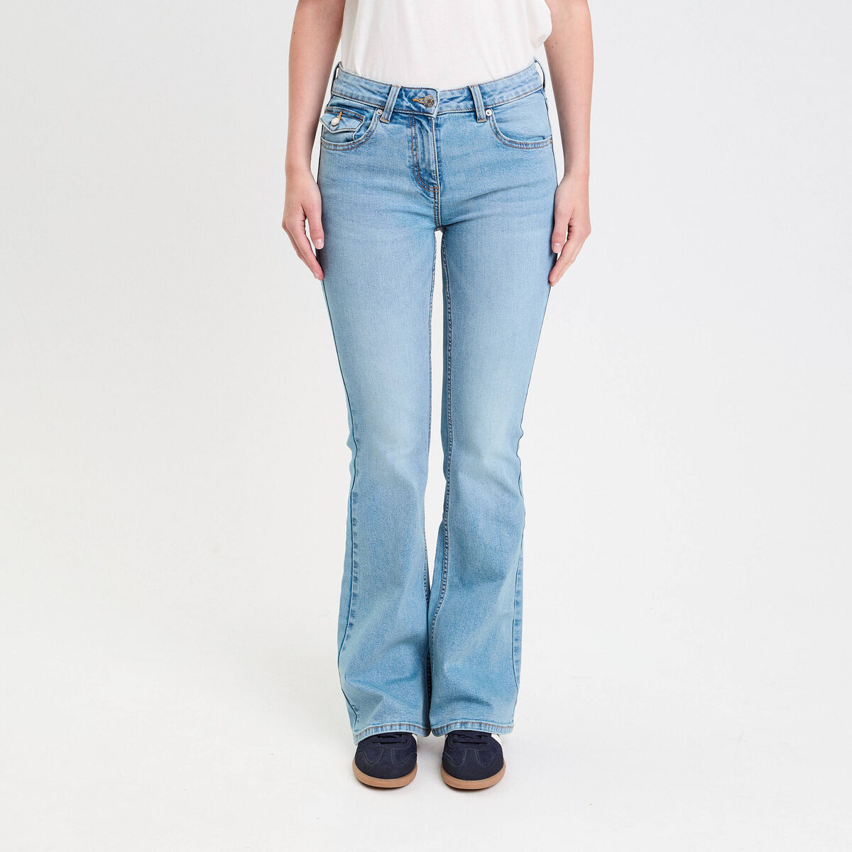 Jean flare taille basse denim double stone femme