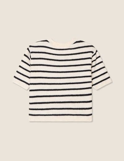 Pull manches courtes noir femme