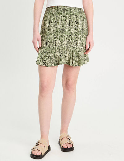 Jupe courte évasée vert kaki femme