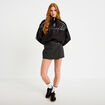 Coupe-vent oversize cropped bi-mati&egrave;re noir femme