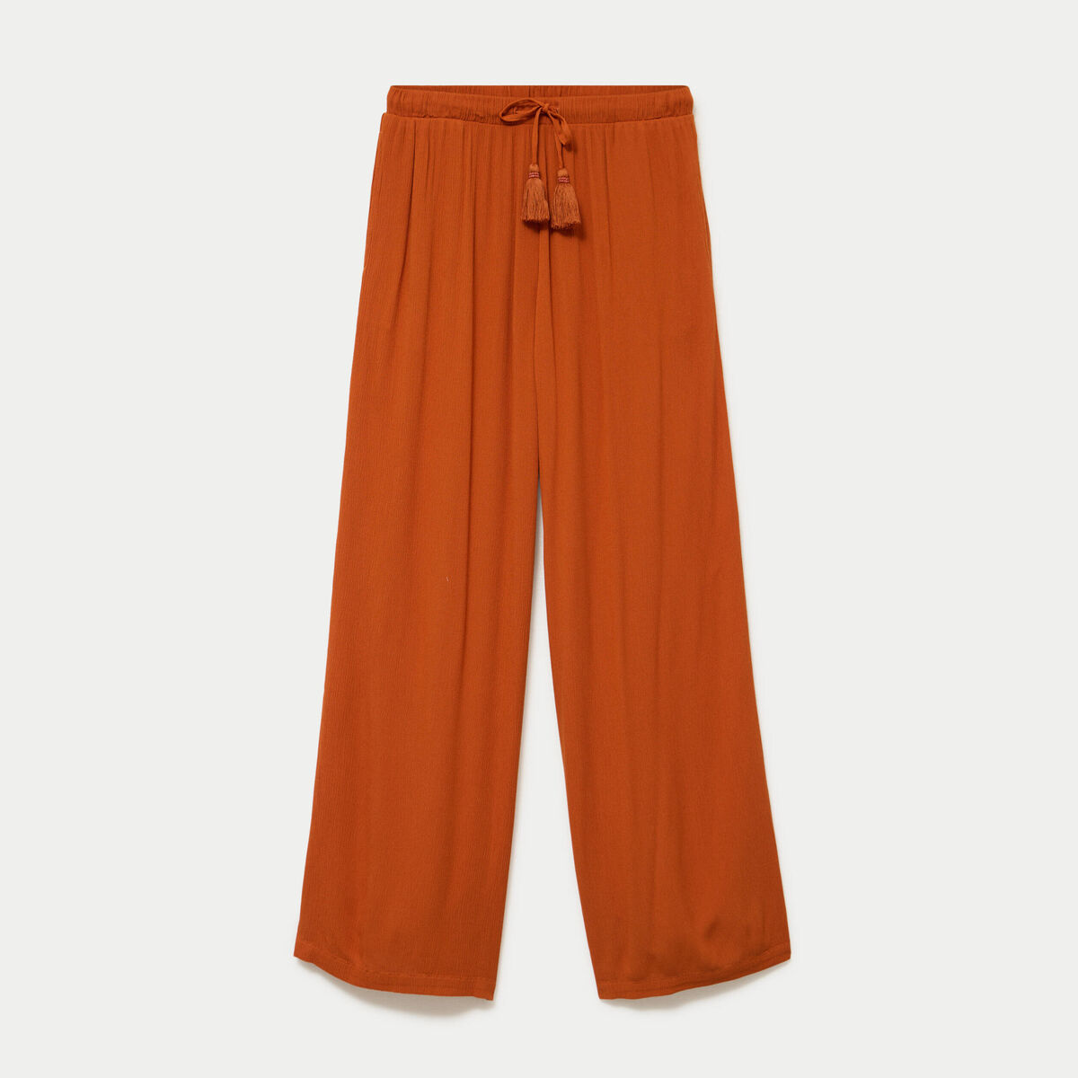 Pantalon large taille standard orange fonc&eacute; femme
