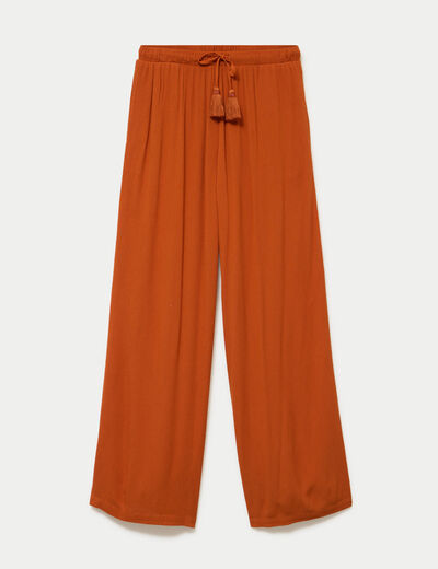 Pantalon large taille standard orange fonc&eacute; femme