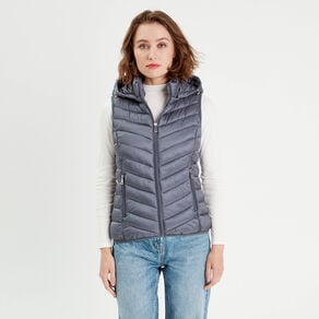 doudoune sans manches capuche bleu gris femme Doudoune sans manches capuche bleu gris femme
