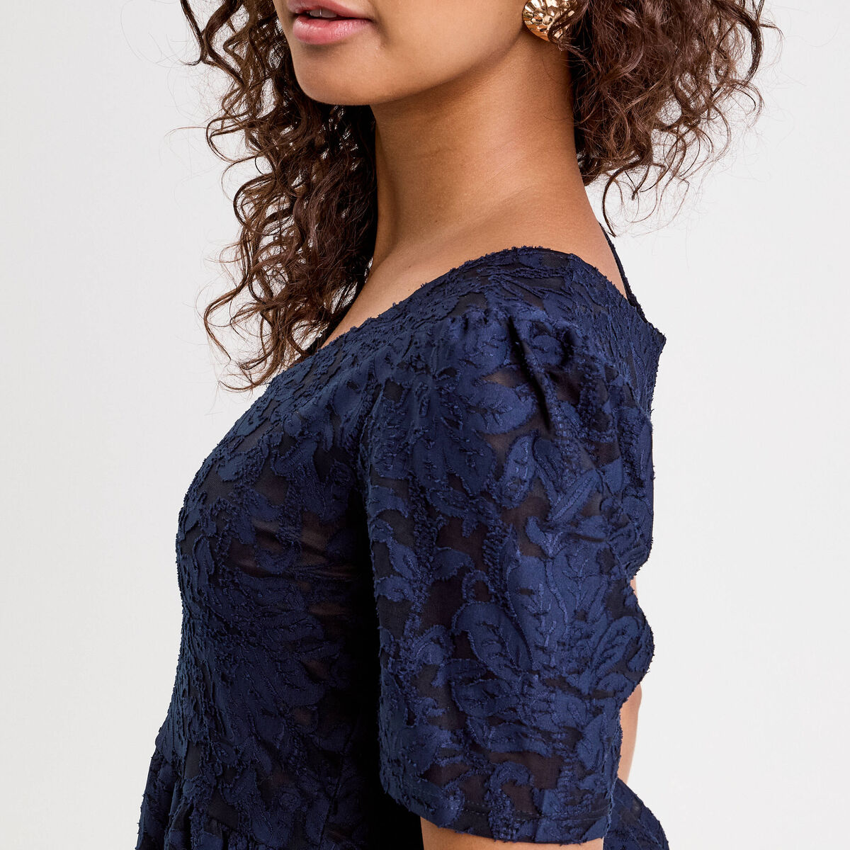 Blouse manches courtes bleu foncé femme
