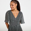 Robe longue &eacute;vas&eacute;e col v voile noir femme