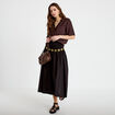 Jupon &eacute;vas&eacute; taille smock&eacute;e noir femme