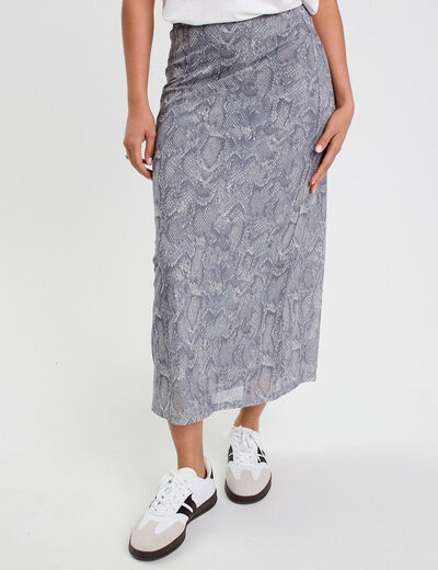 Jupe longue &eacute;vas&eacute;e bleu gris femme