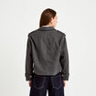 Trench court boutonn&eacute; gris femme