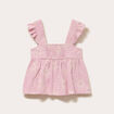 Top broderie col carr&eacute; fines bretelles rose clair femme