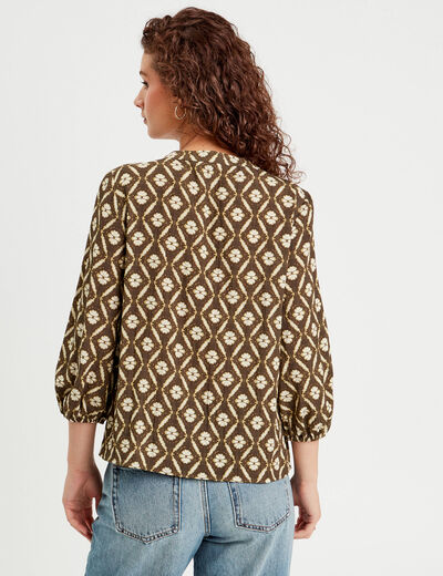 Blouse manches 3/4 vert femme