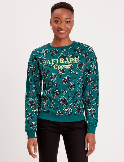 Sweat manches longues vert foncé femme