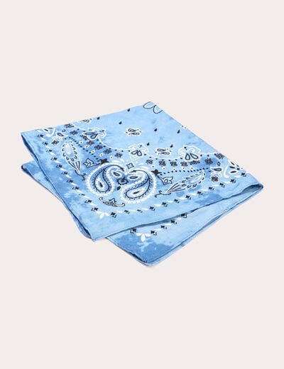 Foulard carré satin bleu gris femme