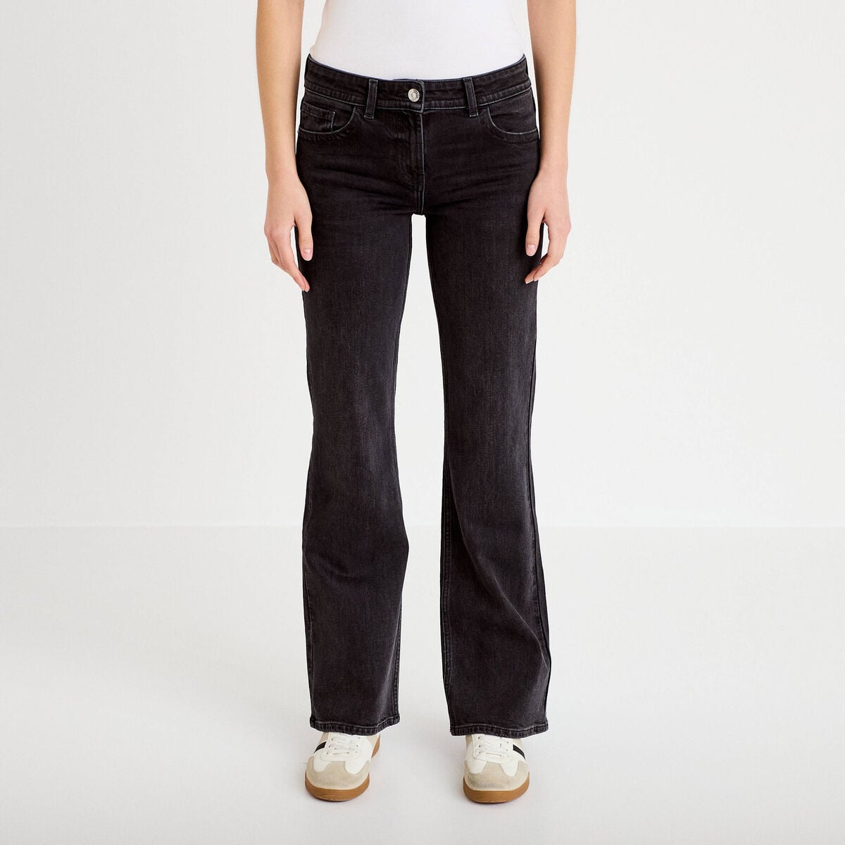Jean bootcut taille basse denim snow noir femme