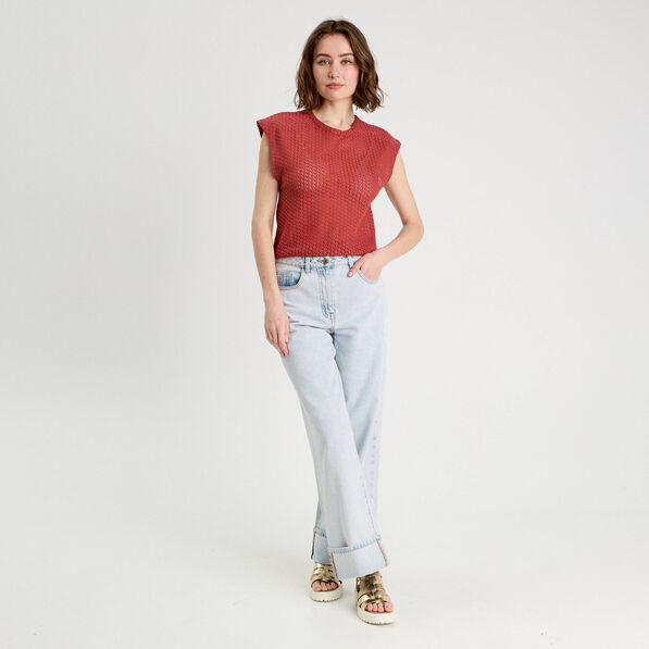 debardeur ajoure vieux rose femme Débardeur ajouré vieux rose femme