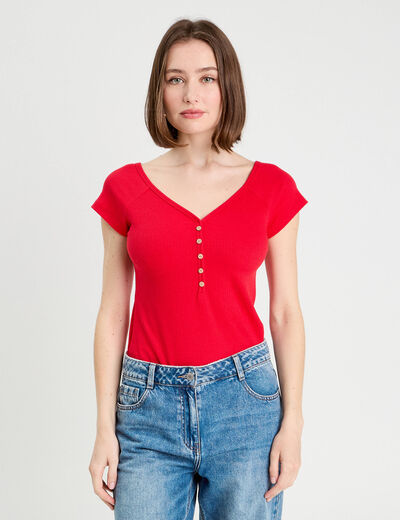 Body manches courtes rouge femme