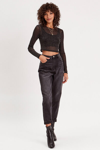 T-shirt manches longues noir femme