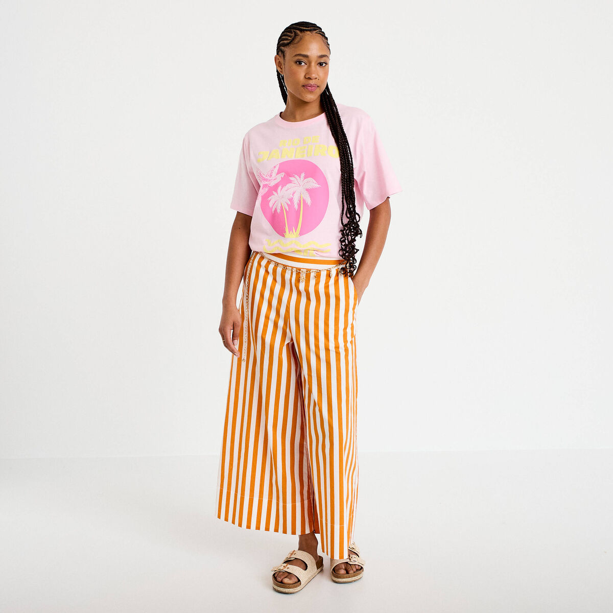 T-shirt oversize manches courtes rose clair femme