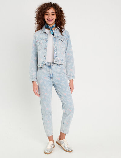 Veste droite en jean rose clair femme