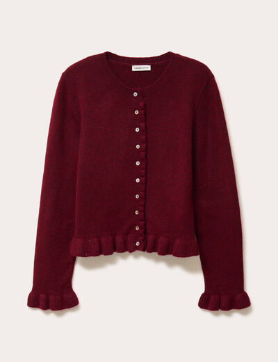 Gilet manches longues rouge foncé femme