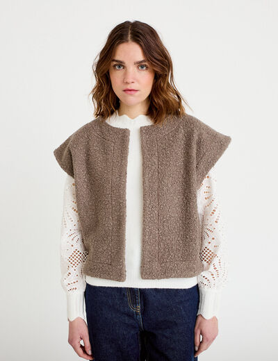 Gilet sans manches effet polaire sable femme