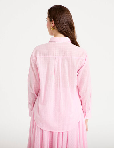 Chemise manches longues rose clair femme