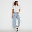Jean wide leg cropped taille haute denim triple stone femme